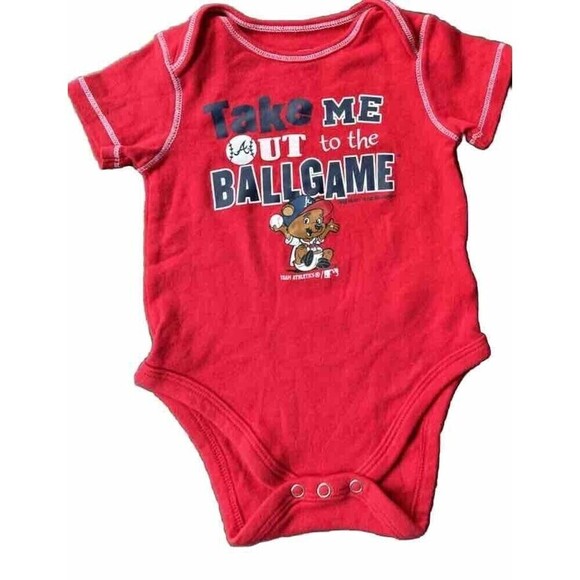 Genuine Merchandise - baby bodysuit take me out to the ball game 6-9 months red - Picture 1 of 7